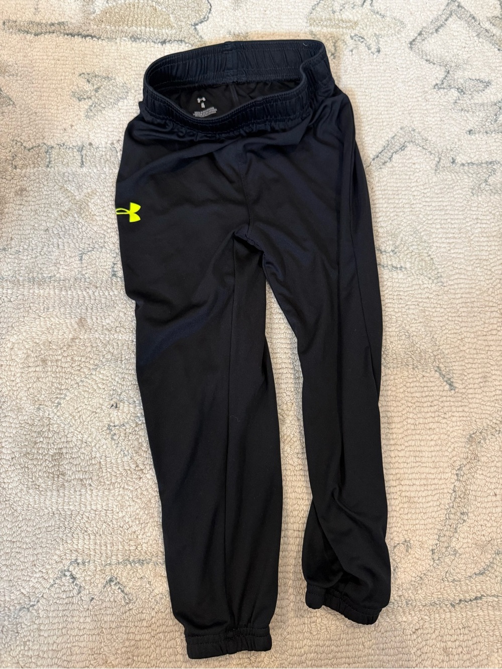 Under Armour Black Joggers with Neon Yellow Logo - Kids